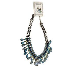 Northern Lights Statement Necklace Blue Crystal Beaded Drop Earrings Set New